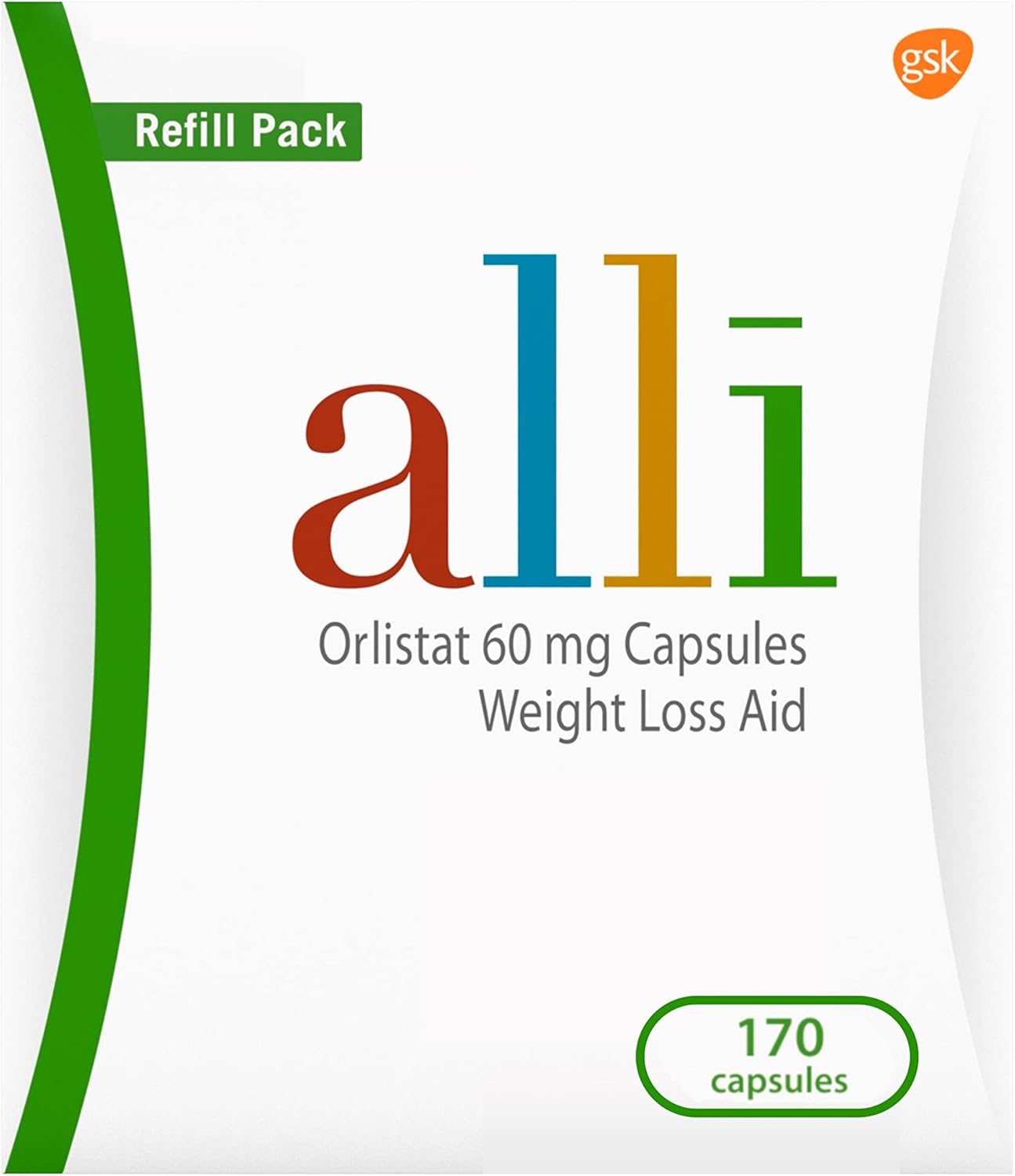 alli Diet Weight Loss SupplementPills, Orlistat 60mg Capsules, 170Count