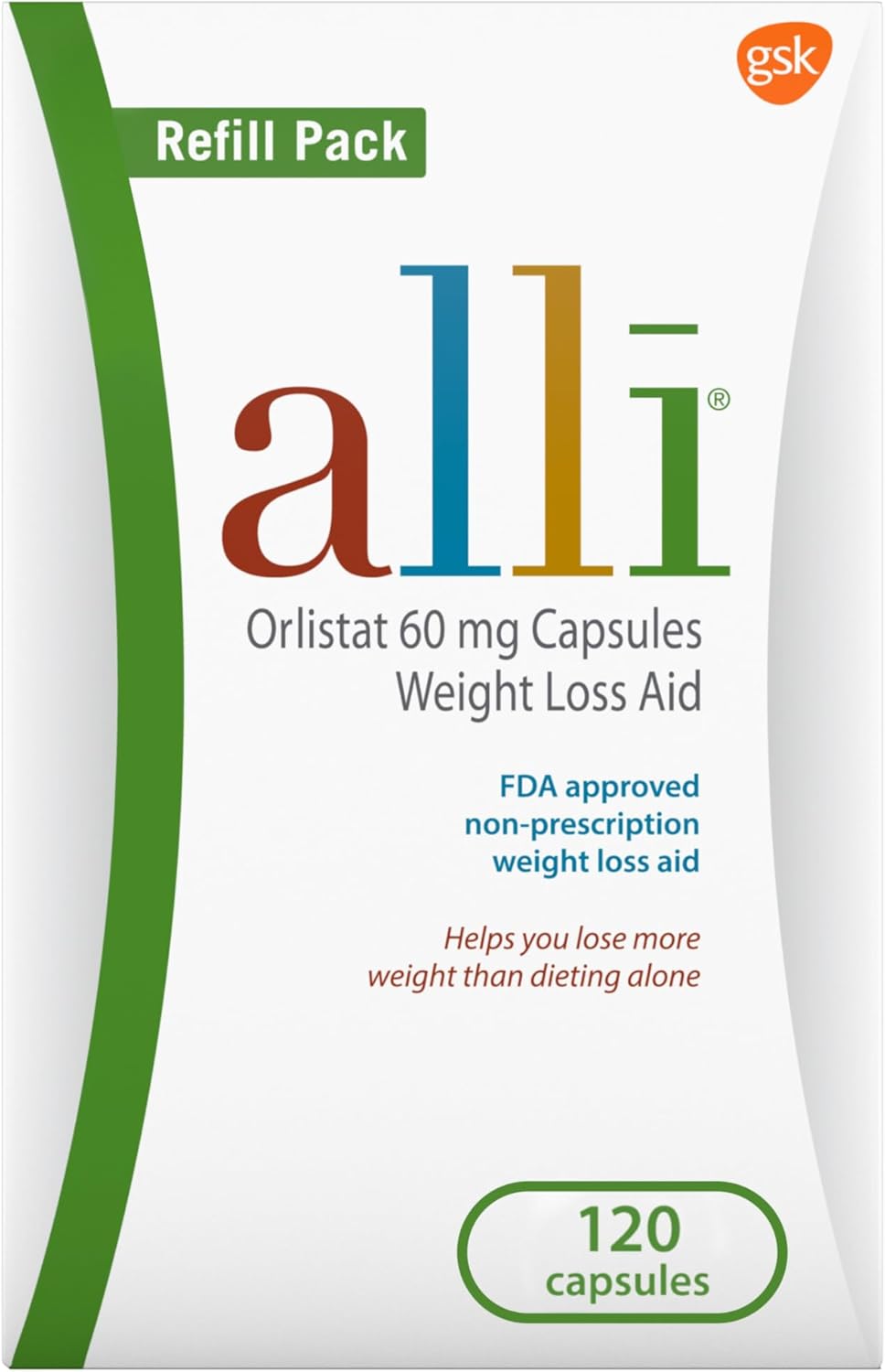 alli Diet Weight Loss SupplementPills, Orlistat 60mg Capsules, 120 Count